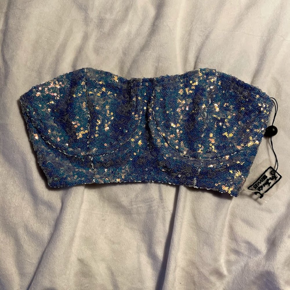 New For Love & Lemons Cosmo Sequin Underwire Bra - Picture 2 of 5